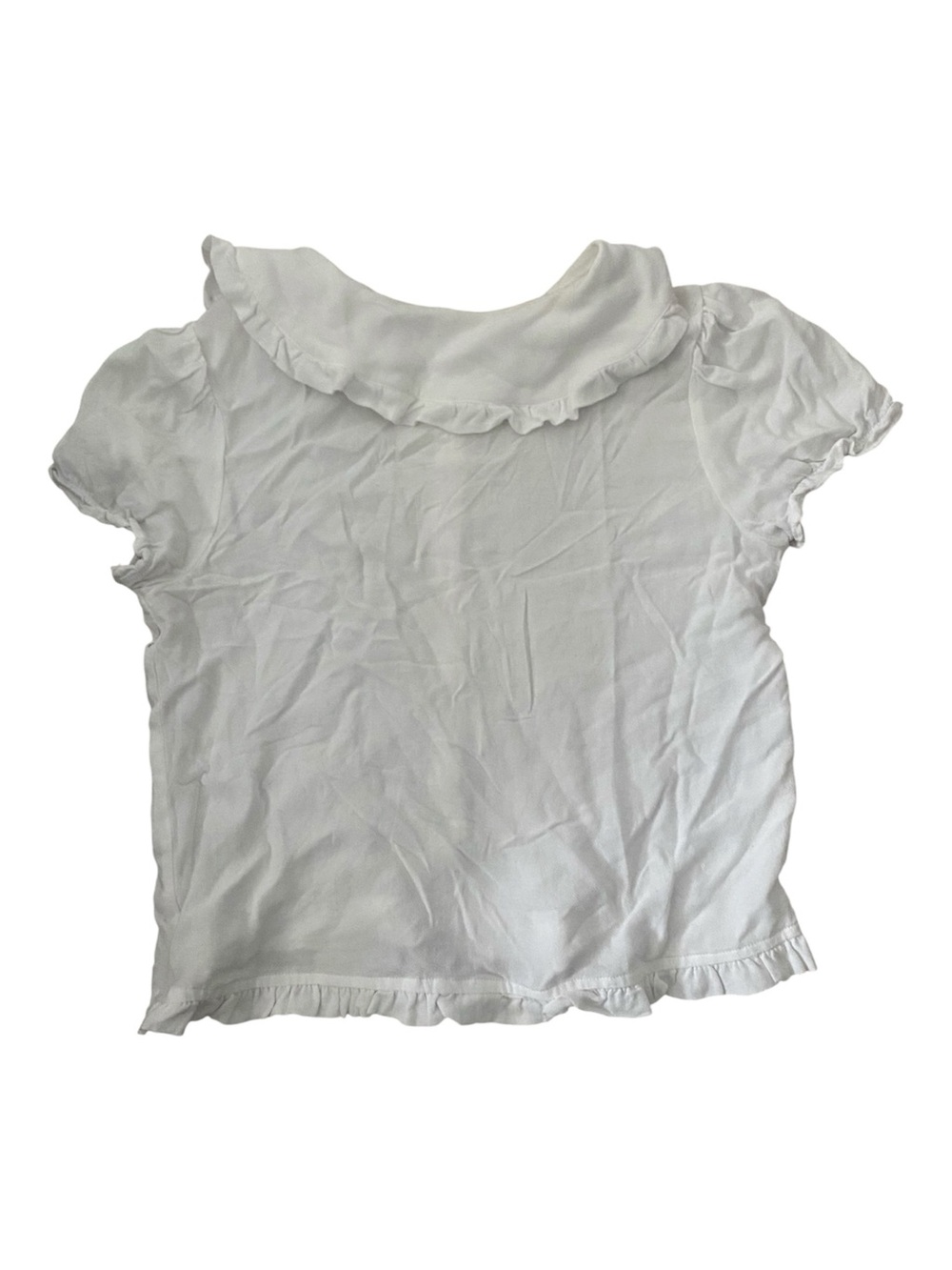 White Ruffle-Collar Button Front Top - Picture 2 of 4